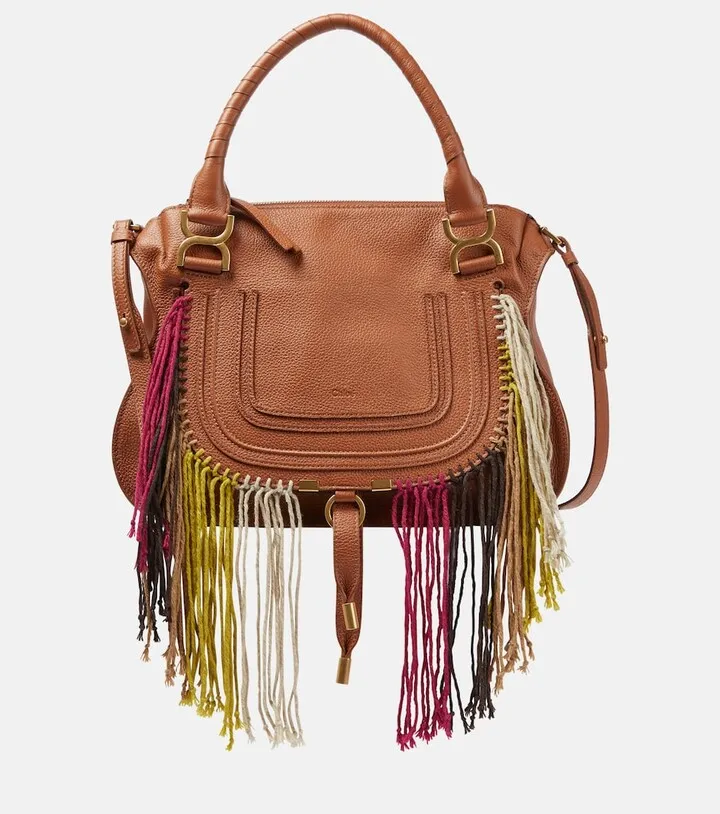 Marcie Medium fringed leather tote bag