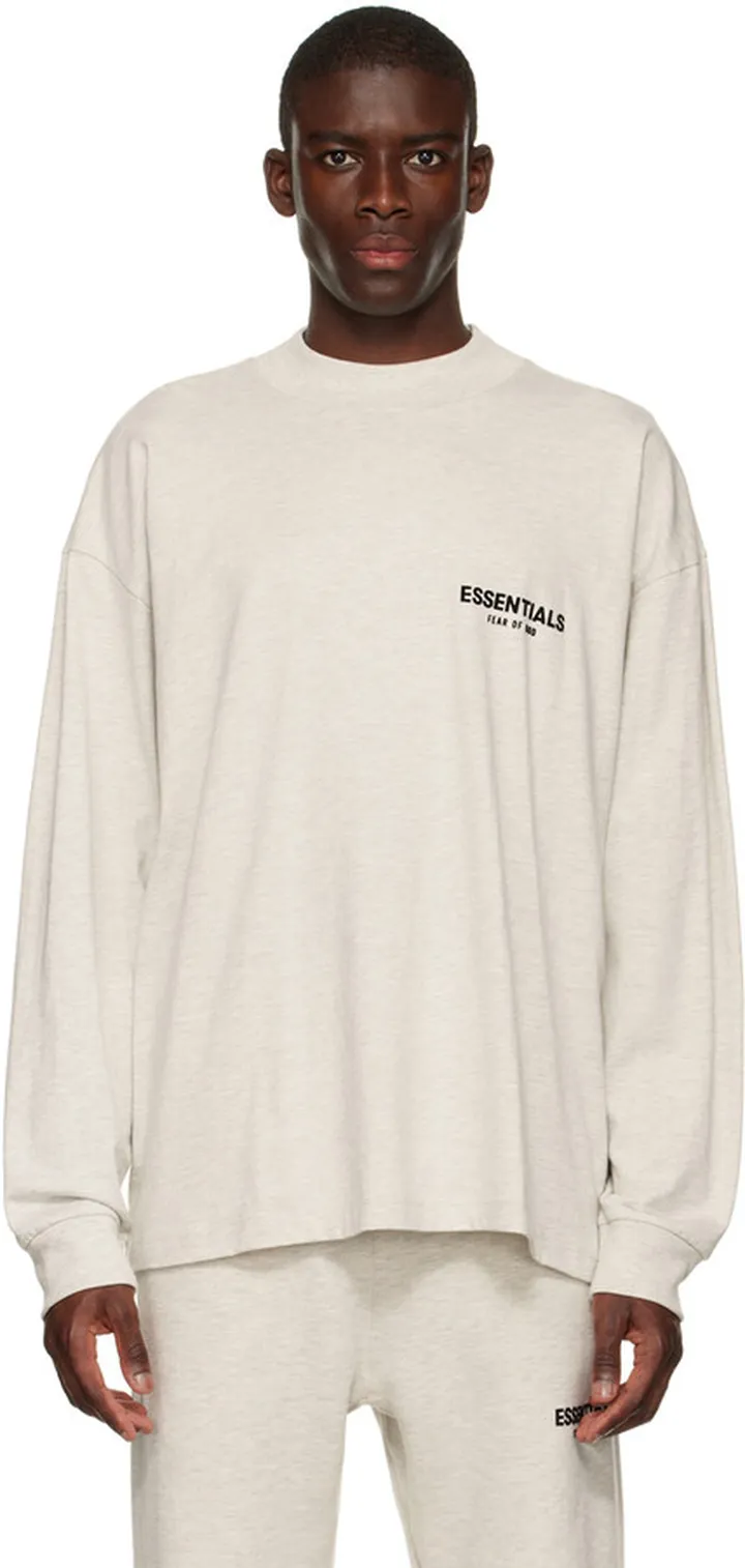 Essentials Off-White Cotton Long Sleeve T-Shirt