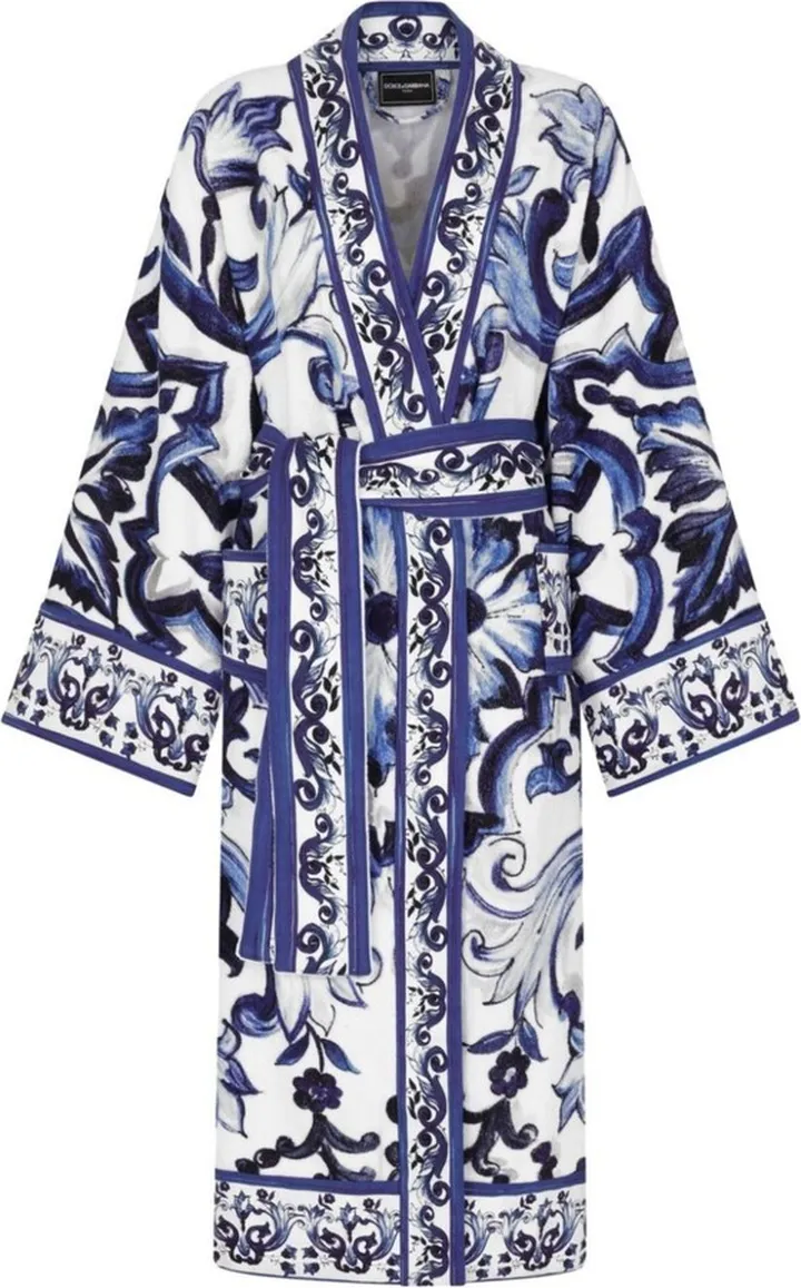Blue Majolica Print Bathrobe