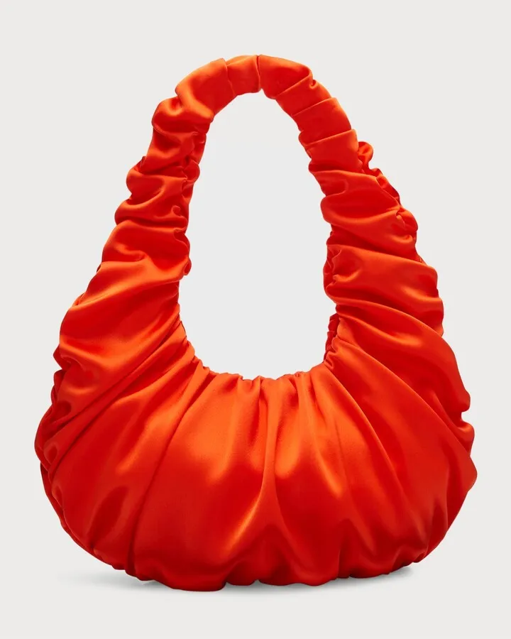 Anja Ruched Satin Shoulder Bag