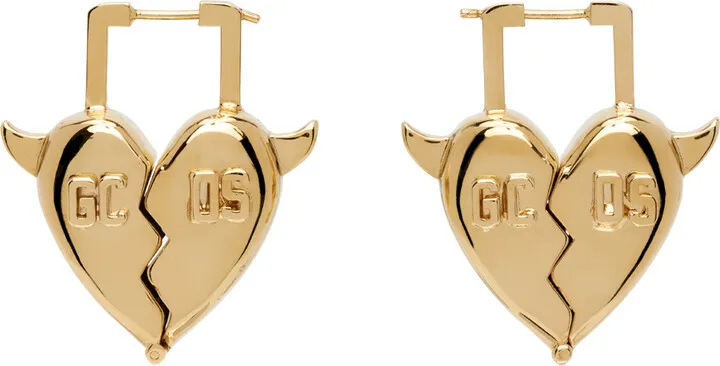 GCDS Gold Heartbreaker Earrings