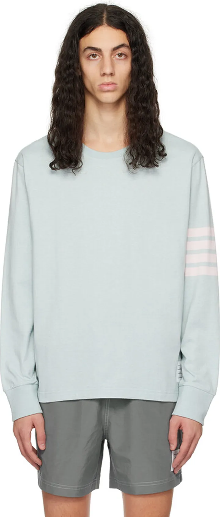 Thom Browne Blue 4-Bar Long Sleeve T-Shirt