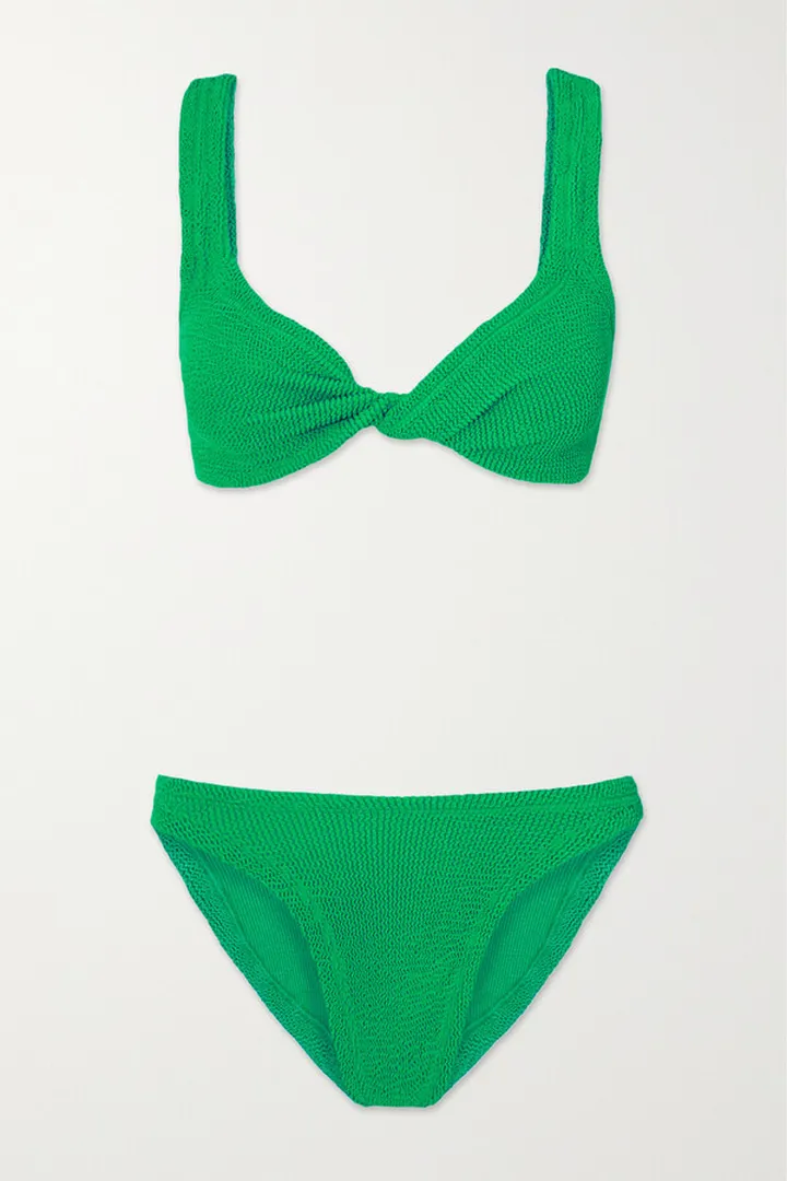 Hunza G - + Net Sustain Juno Twist-front Seersucker Bikini - Green