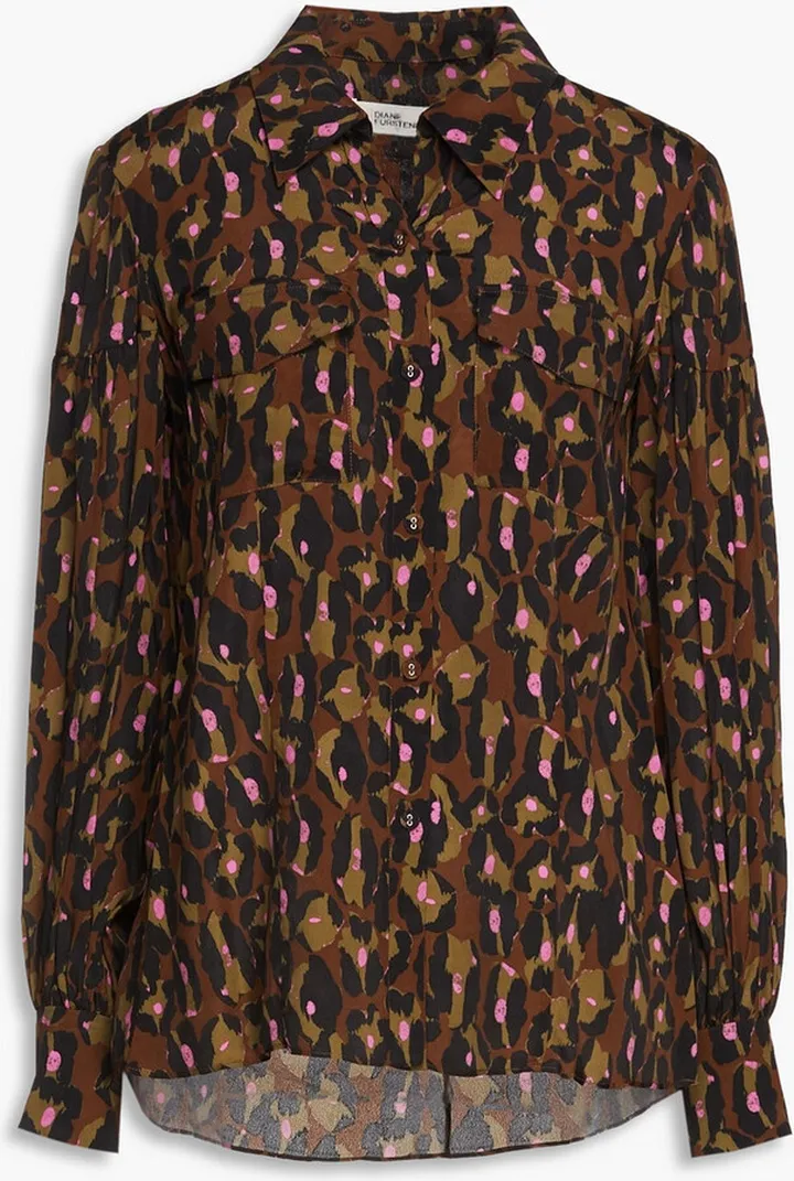Parvati leopard-print crepe de chine shirt