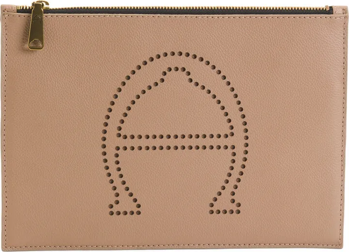 Stella Leather Boxed Large Multi-zip Pouch With Perforated Logo