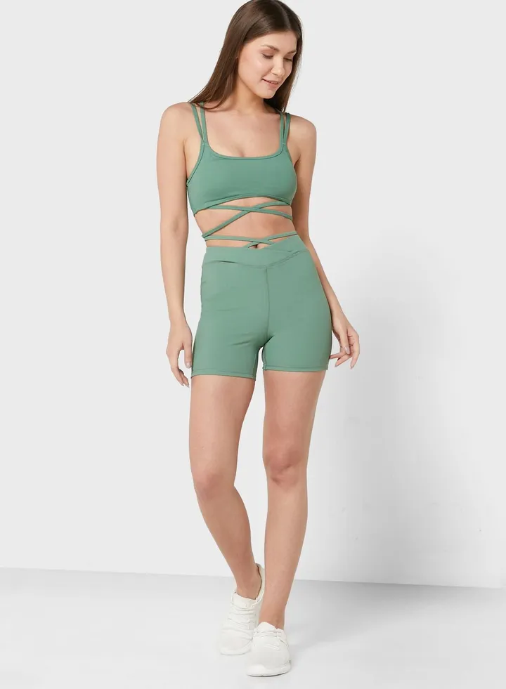 Ribbed High Waist Mini Shorts