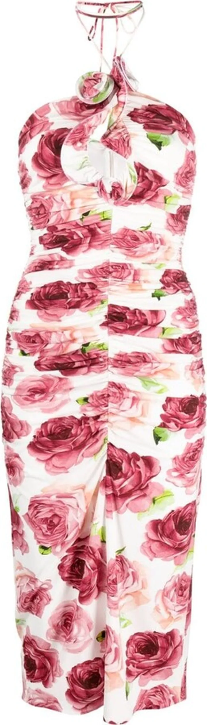 Ruched Halterneck Midi Dress