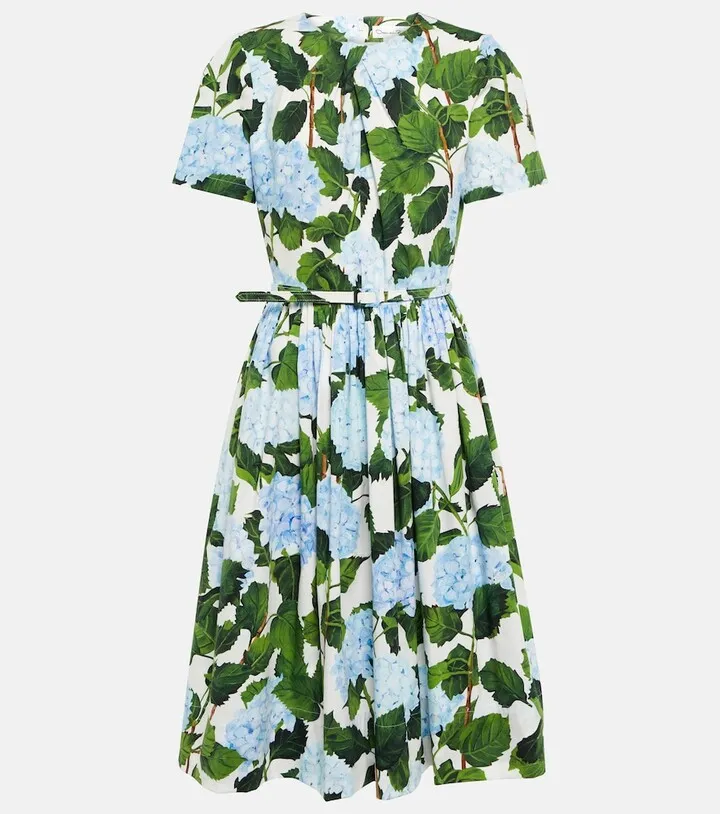 Floral cotton-blend midi dress