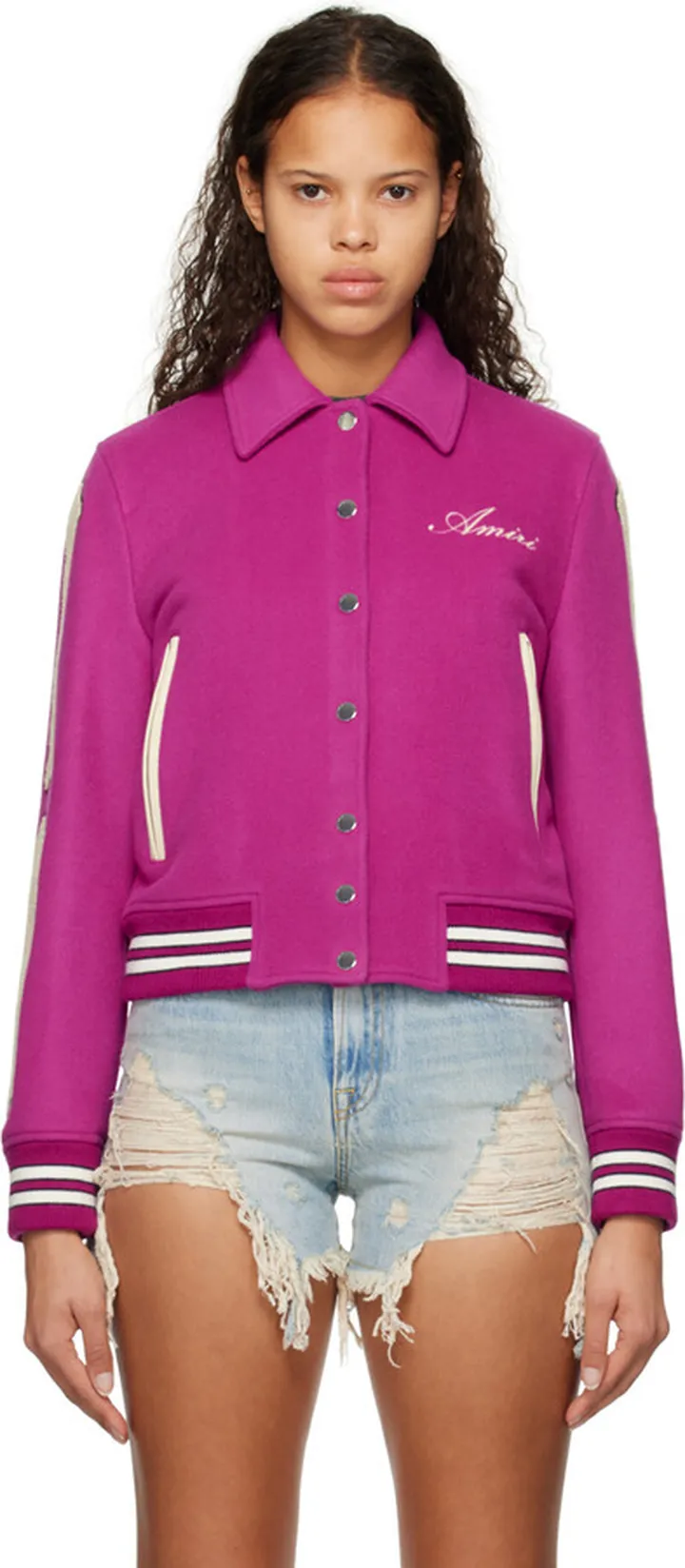AMIRI Purple Bones Bomber Jacket
