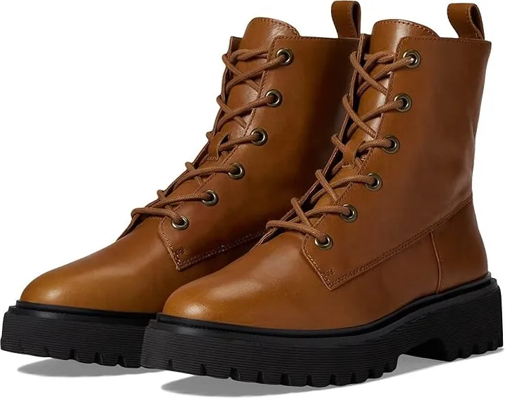 Madewell The Rayna Lace-Up Boot in Leather (English Saddle) Women's Boots