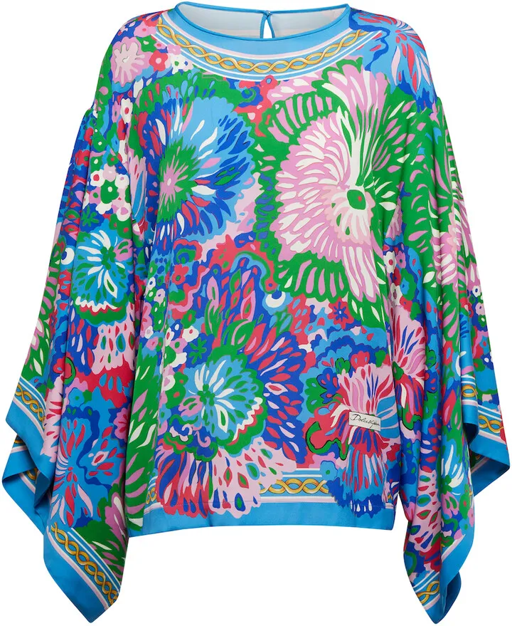 Floral silk-blend charmeuse top