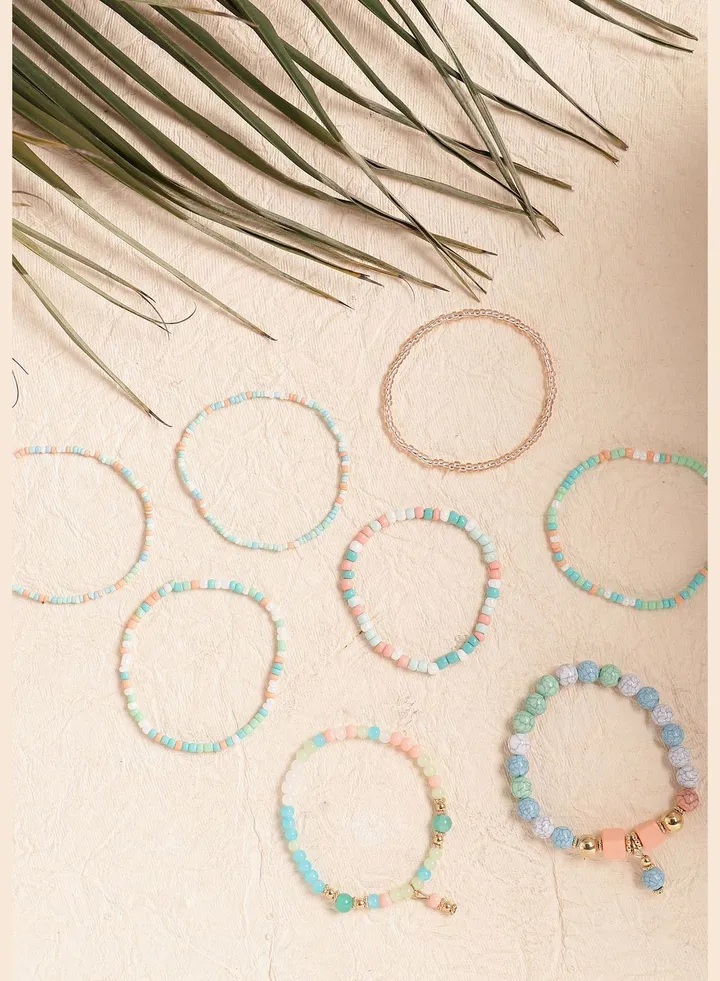 Set of 8 Trendy Beaded Casual Bracelet For Women