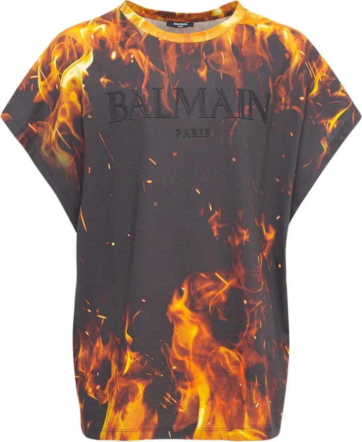 Boxy fit AO fire printed jersey t-shirt