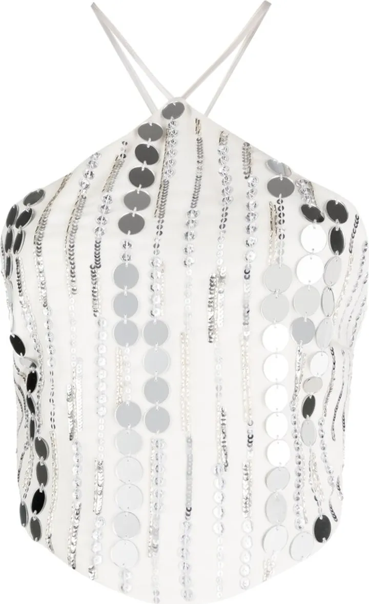 Sequin-Embellished Halterneck Top