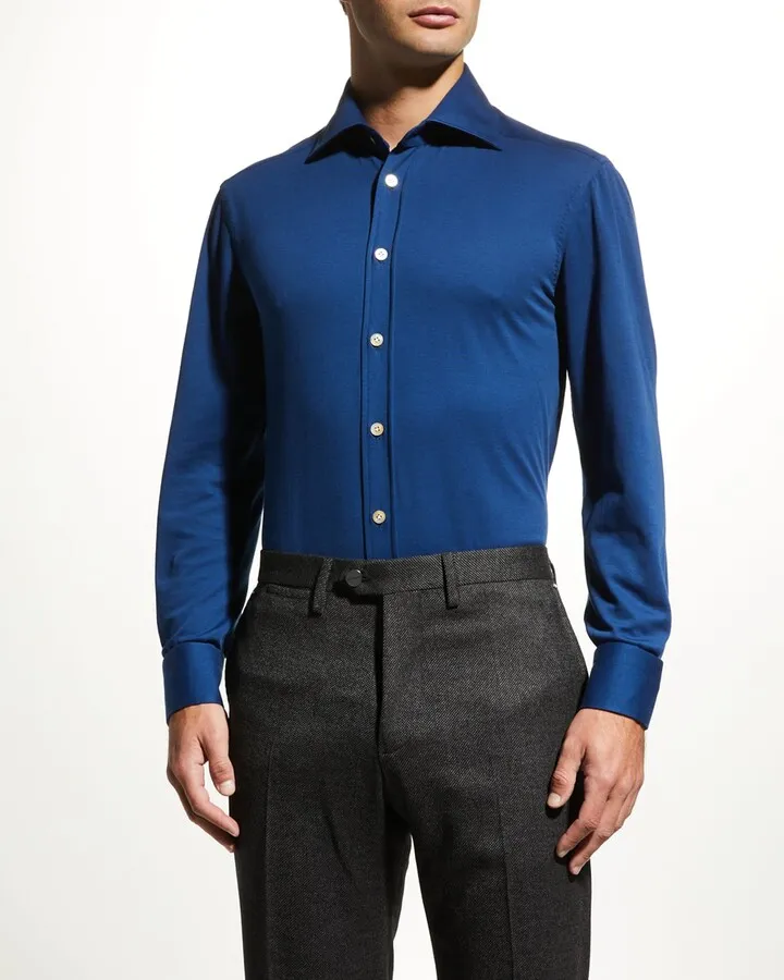 Men's Solid Jersey Sport Shirt