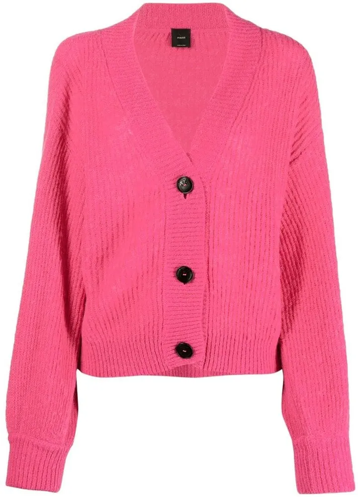 ribbed-knit V-neck cardigan