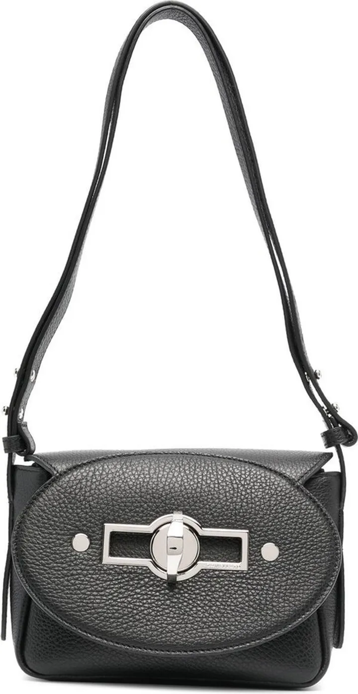 Engraved-Logo Leather Shoulder Bag
