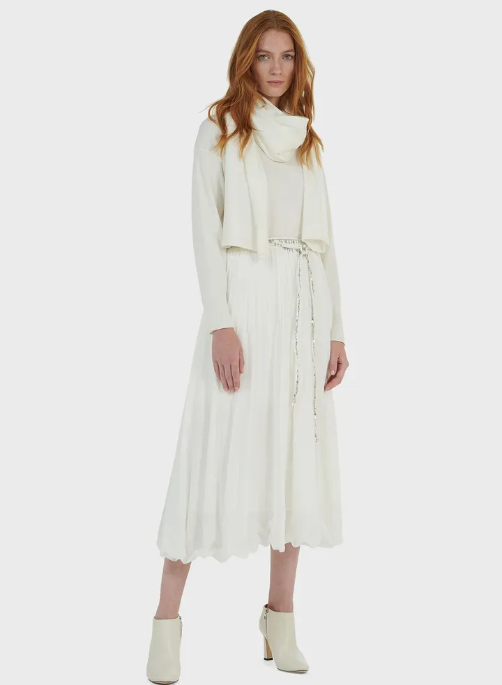 Belted Pleated Skirt