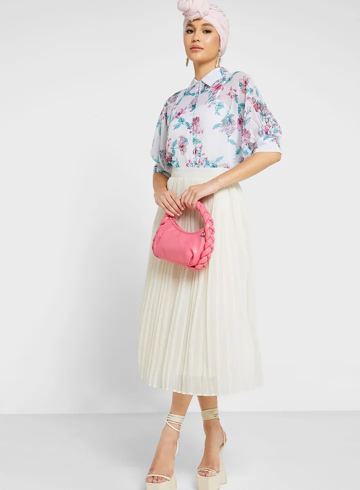 Pleated A-Line Skirt