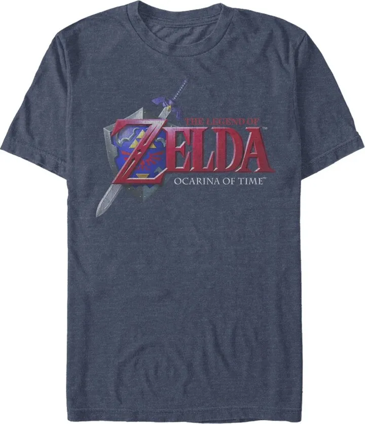 Men's Nintendo Legend of Zelda Ocarina of Time T-Shirt - Navy Blue Heather - X Large