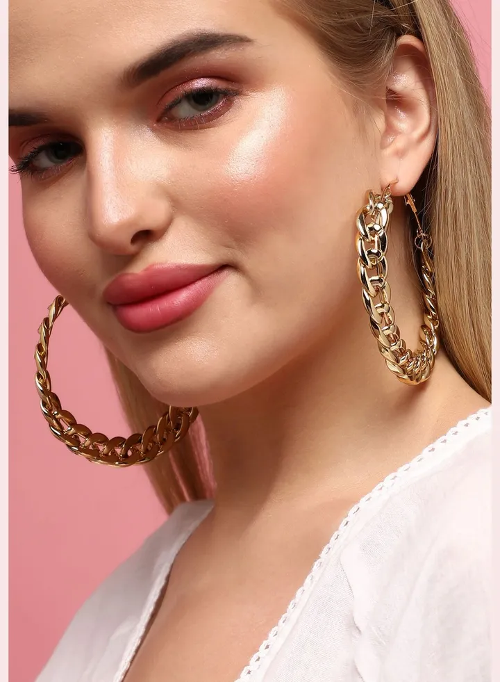Gold Plated Designer Western Wear Hoop Earring For Women
