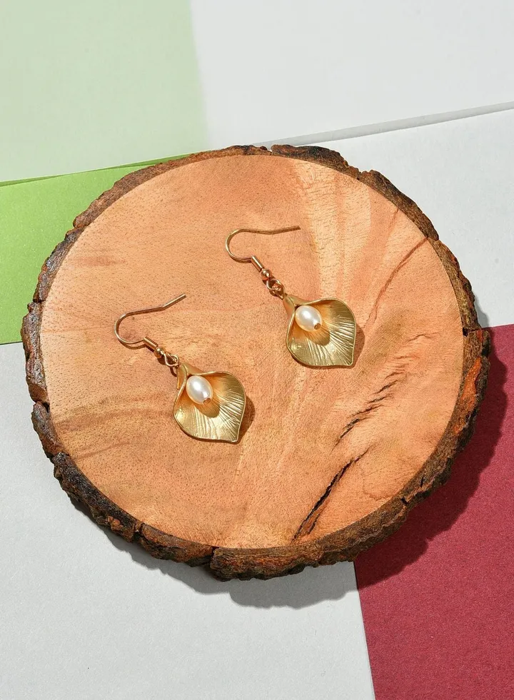 Gold Plated Pearl Drop Earrings