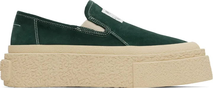MM6 Maison Margiela Green Platform Slip-On Sneakers