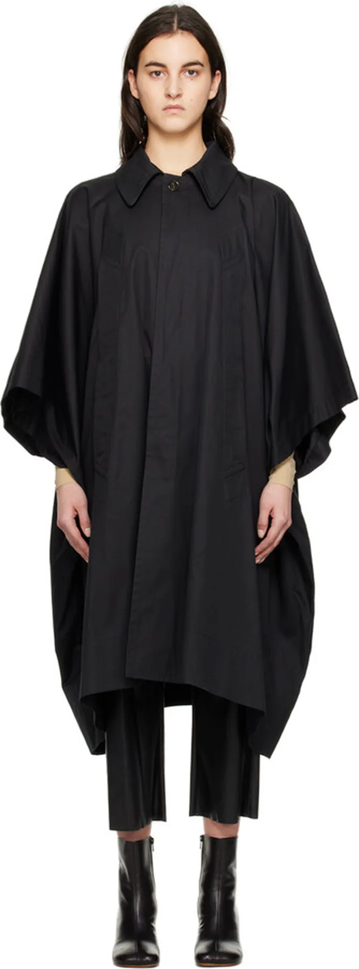 MM6 Maison Margiela Black Button Trench Coat