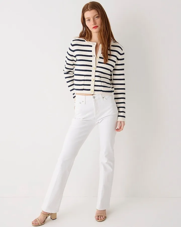 Full-length demi-boot jean in white wash