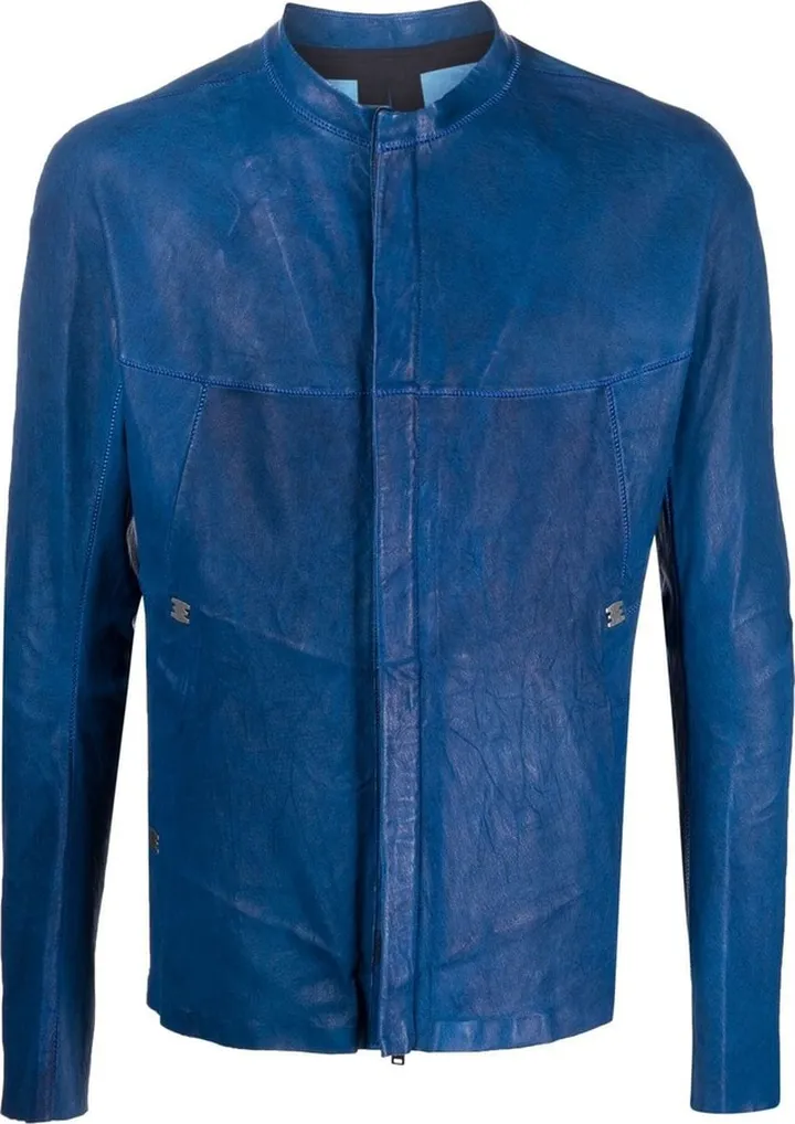 Round-Neck Leather Jacket