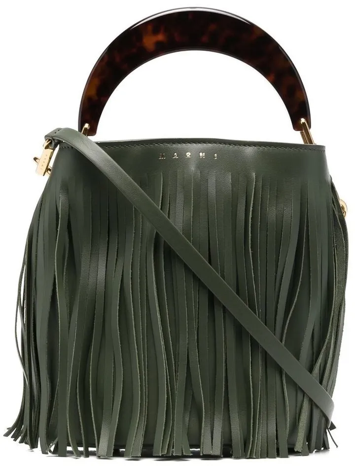 Tasseled Leather Tote Bag