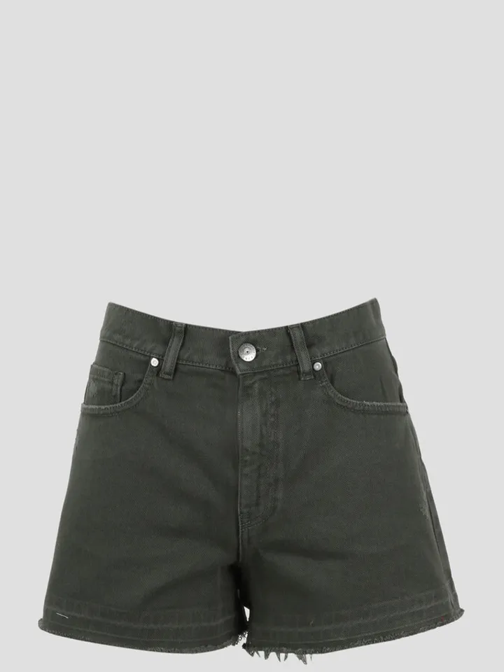 P. A. R. O. S. H. military green cotton denim shorts.