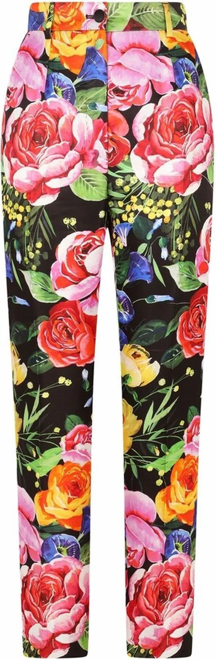 Floral-Print High-Waisted Trousers
