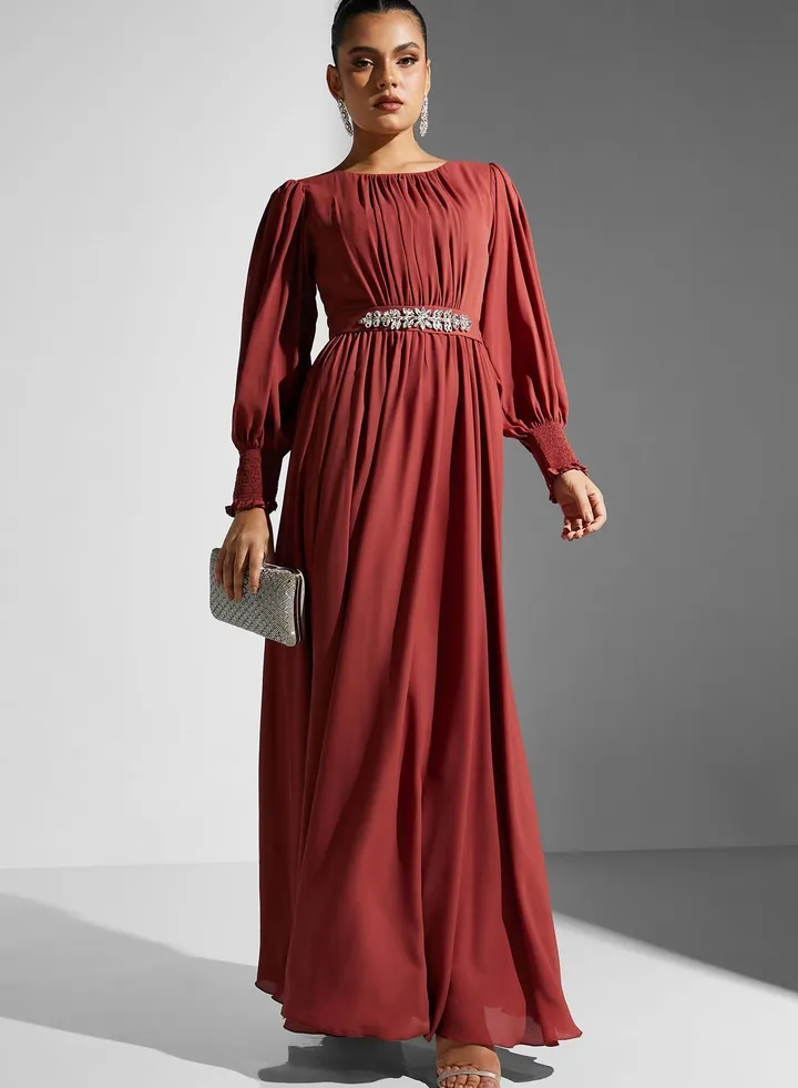 Embellished Belted Dress