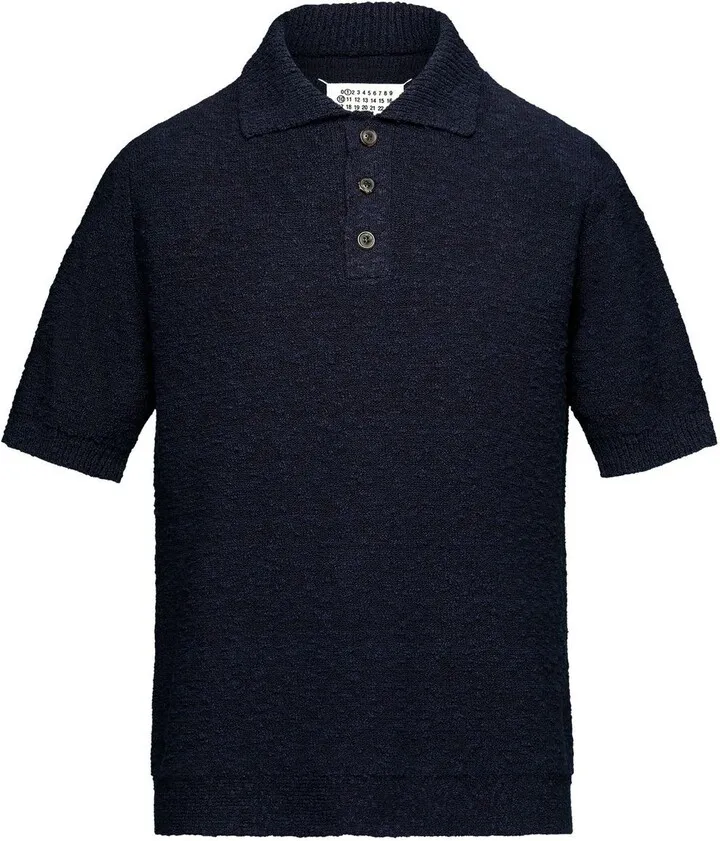 Tonal Fine-Knit Polo Shirt