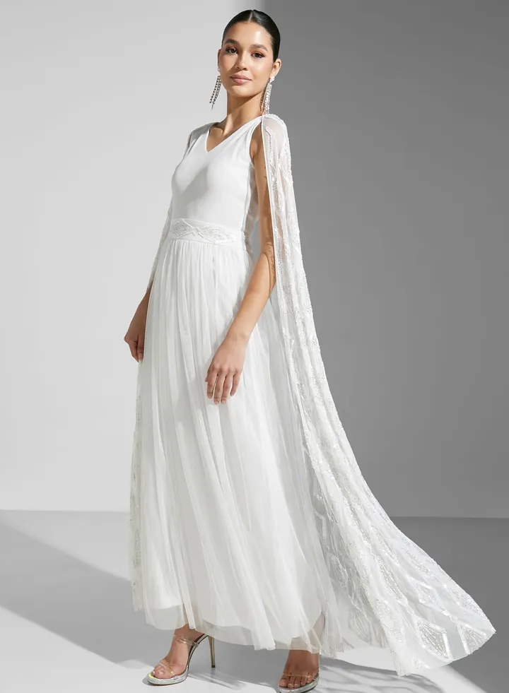 V-Neck Drape Dress