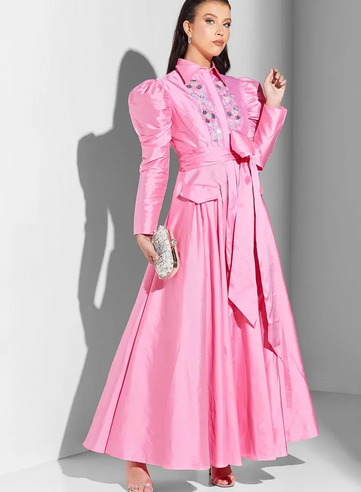 Nour Embroidered Dress With Belt