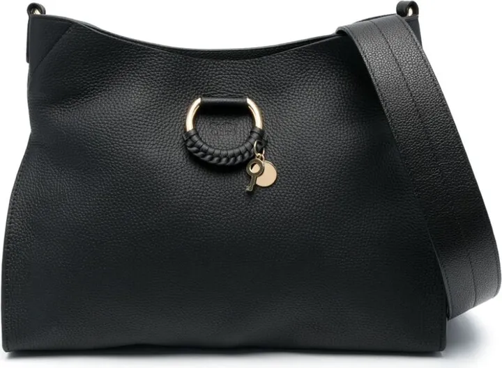 Charm-Detail Leather Tote Bag