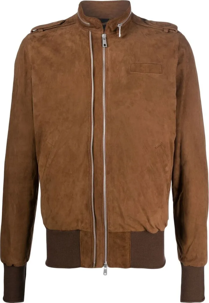 Zip-Details Suede Jacket