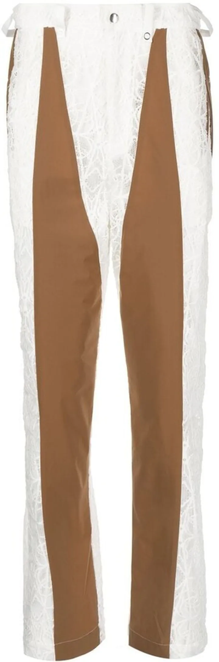 Contrast-Panel Straight-Leg Trousers