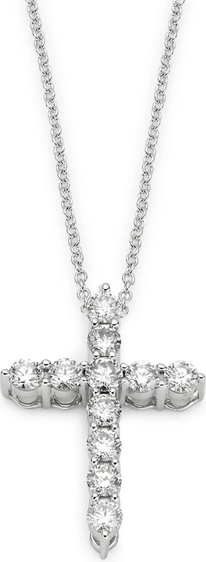 14K White Gold & Diamond Cross Pendant Necklace