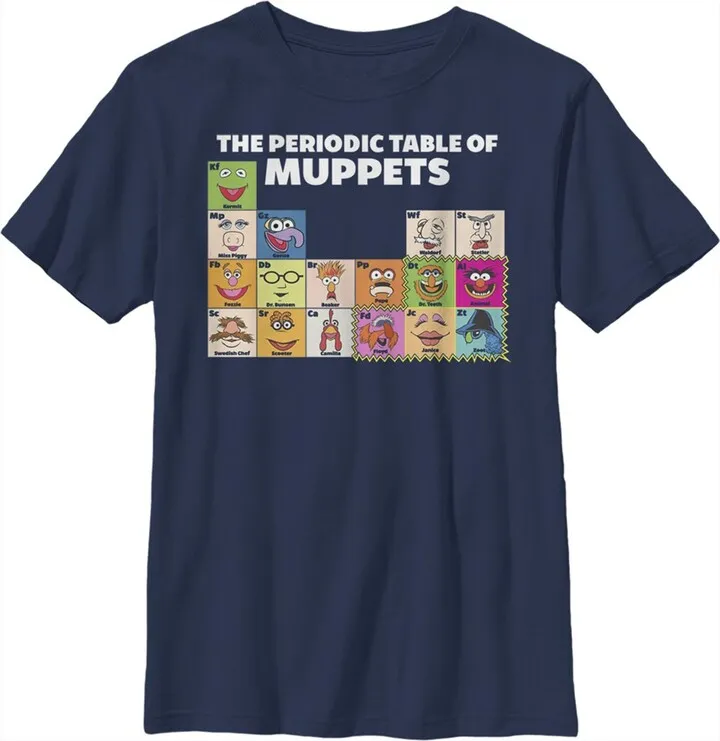 Boy's The Muppets Periodic Table T-Shirt - Navy Blue - X Large