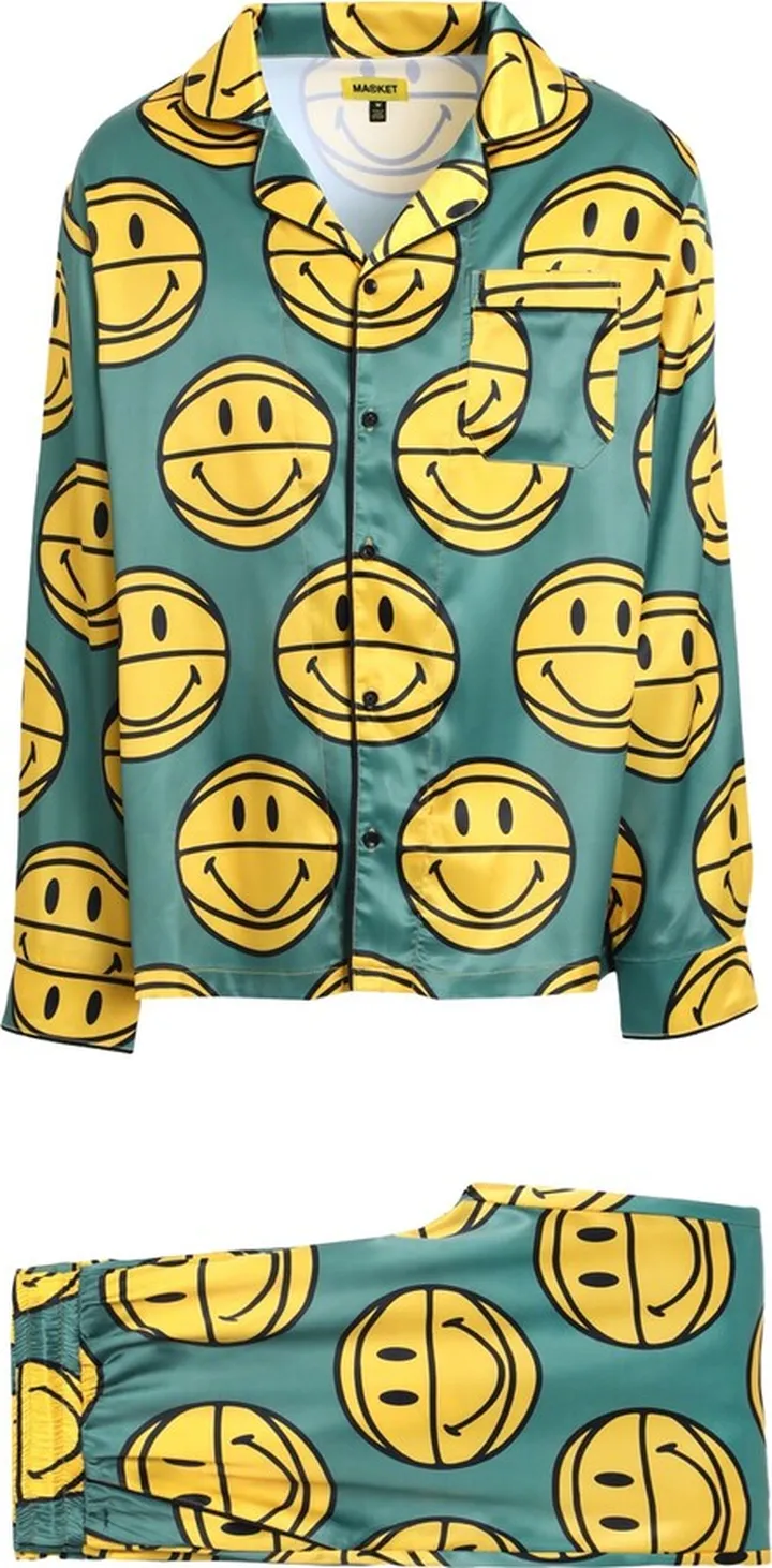 Smiley Basketball Pajama Set Sleepwear Green