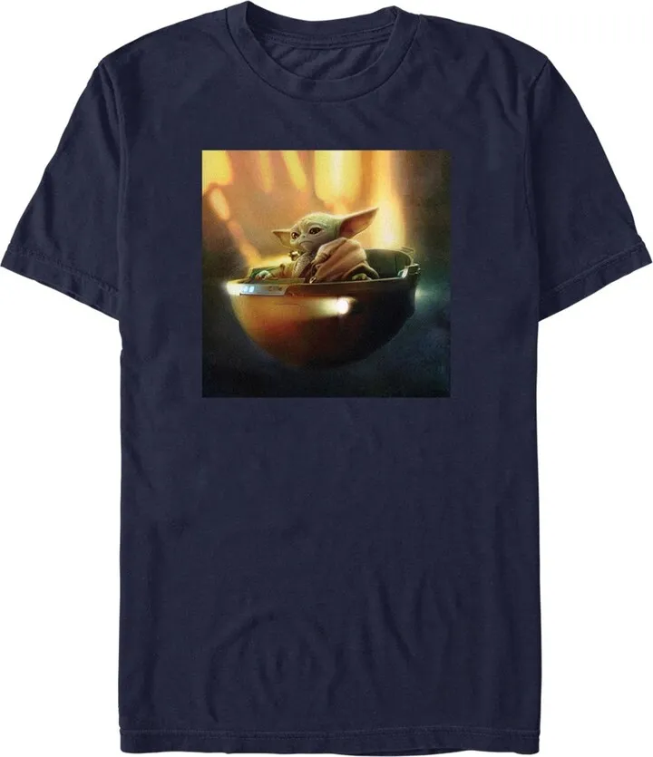 Men's Star Wars: The Mandalorian Grogu Bassinet Still T-Shirt - Navy Blue - Small