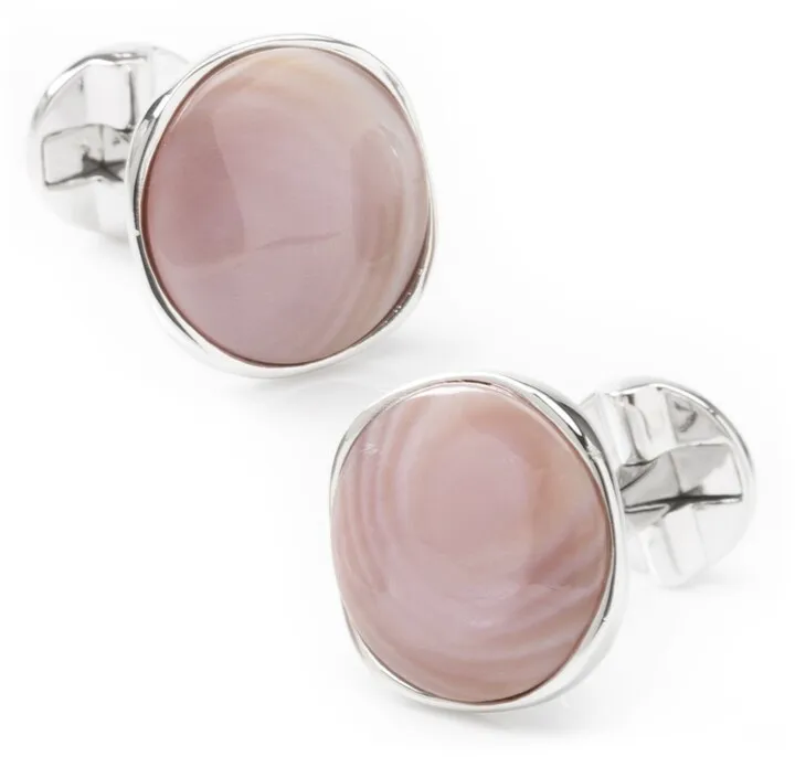 Men's Sterling Silver Classic Formal Mother of Pearl Cufflink