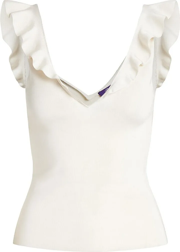Sleeveless Ruffle-Embellished Sweater