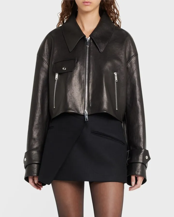 Flinn Cropped Leather Jacket