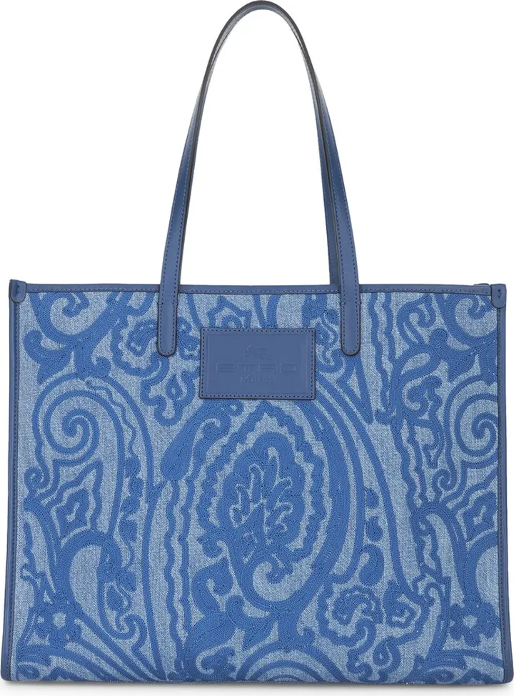 Globetrotter Paisley Denim Shopping Tote