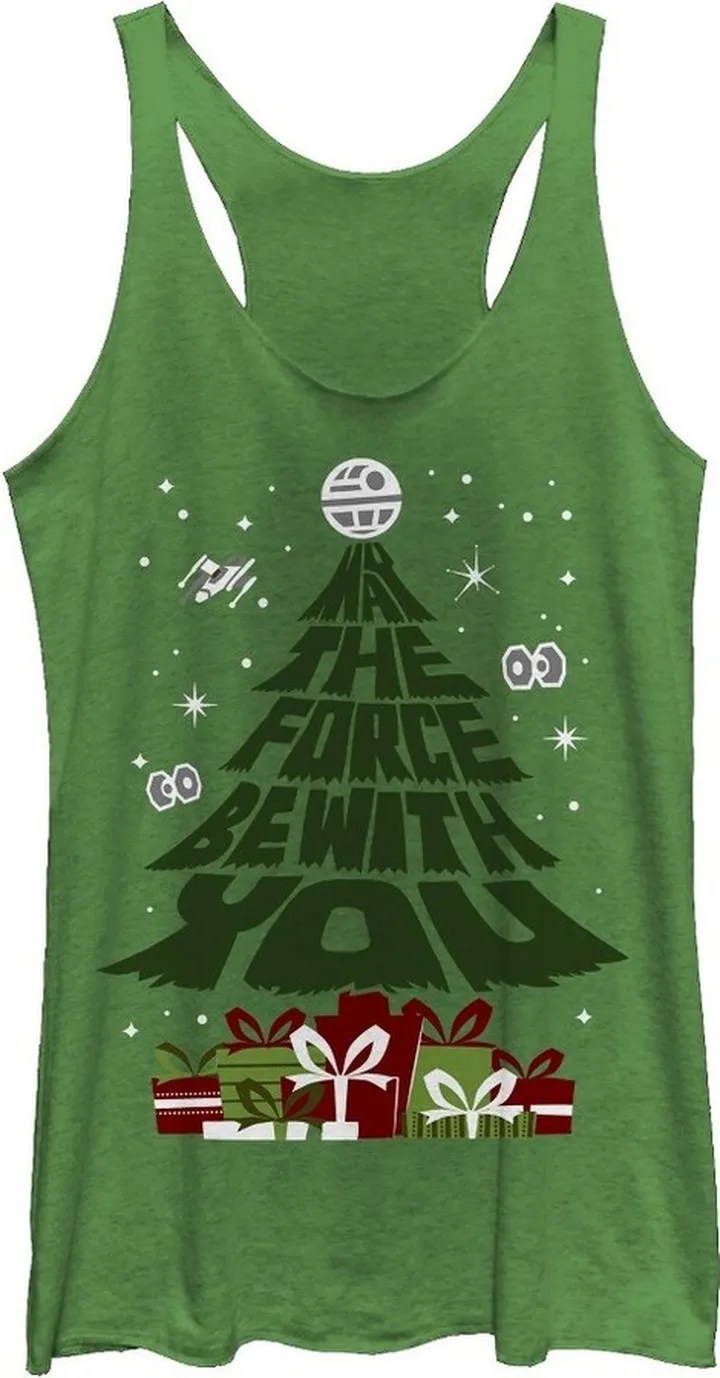 Women's Star Wars Christmas Gifts Be With You Racerback Tank Top - Envy Green - Small