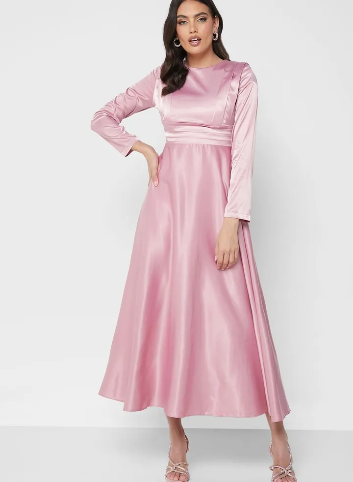 Ruched Detail Satin Dress